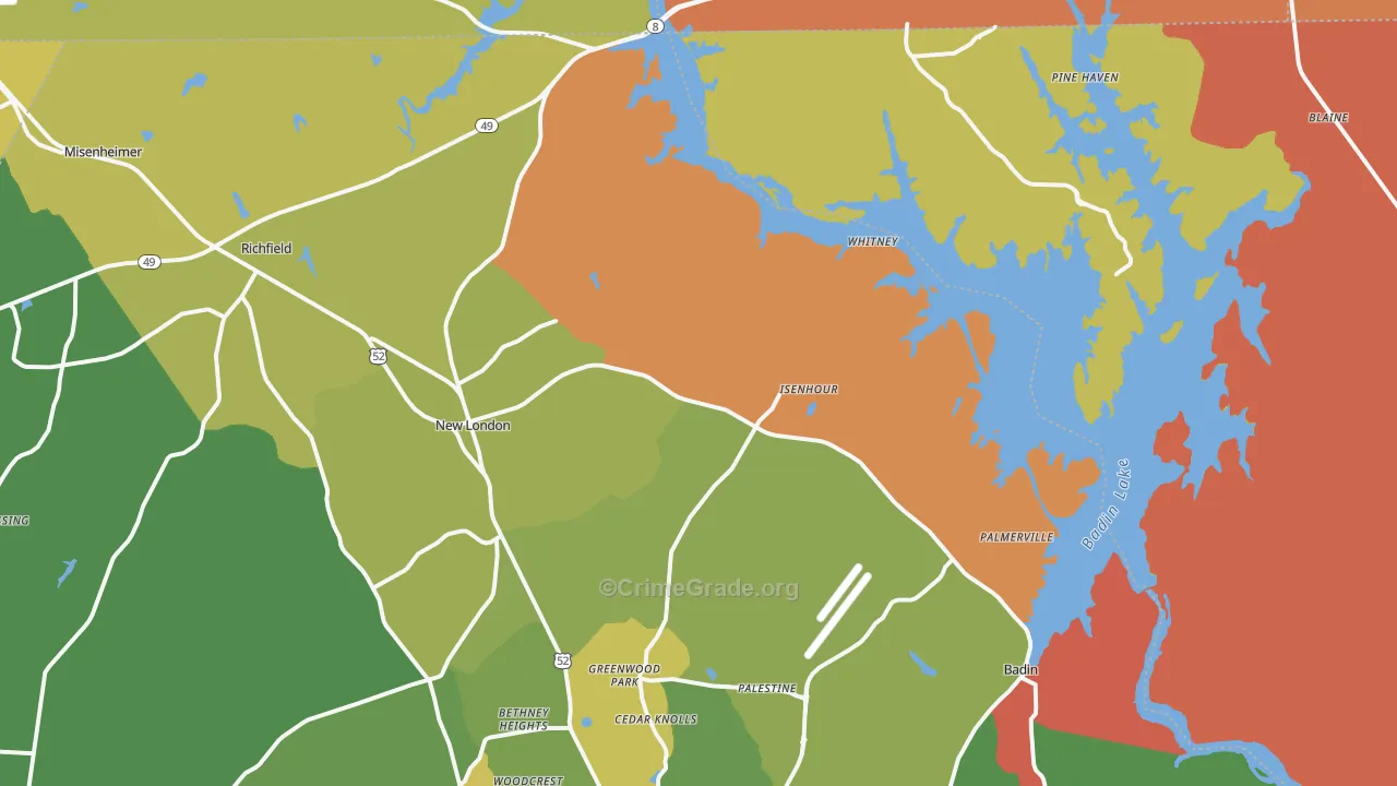 New London, NC Map of Robbery Rates