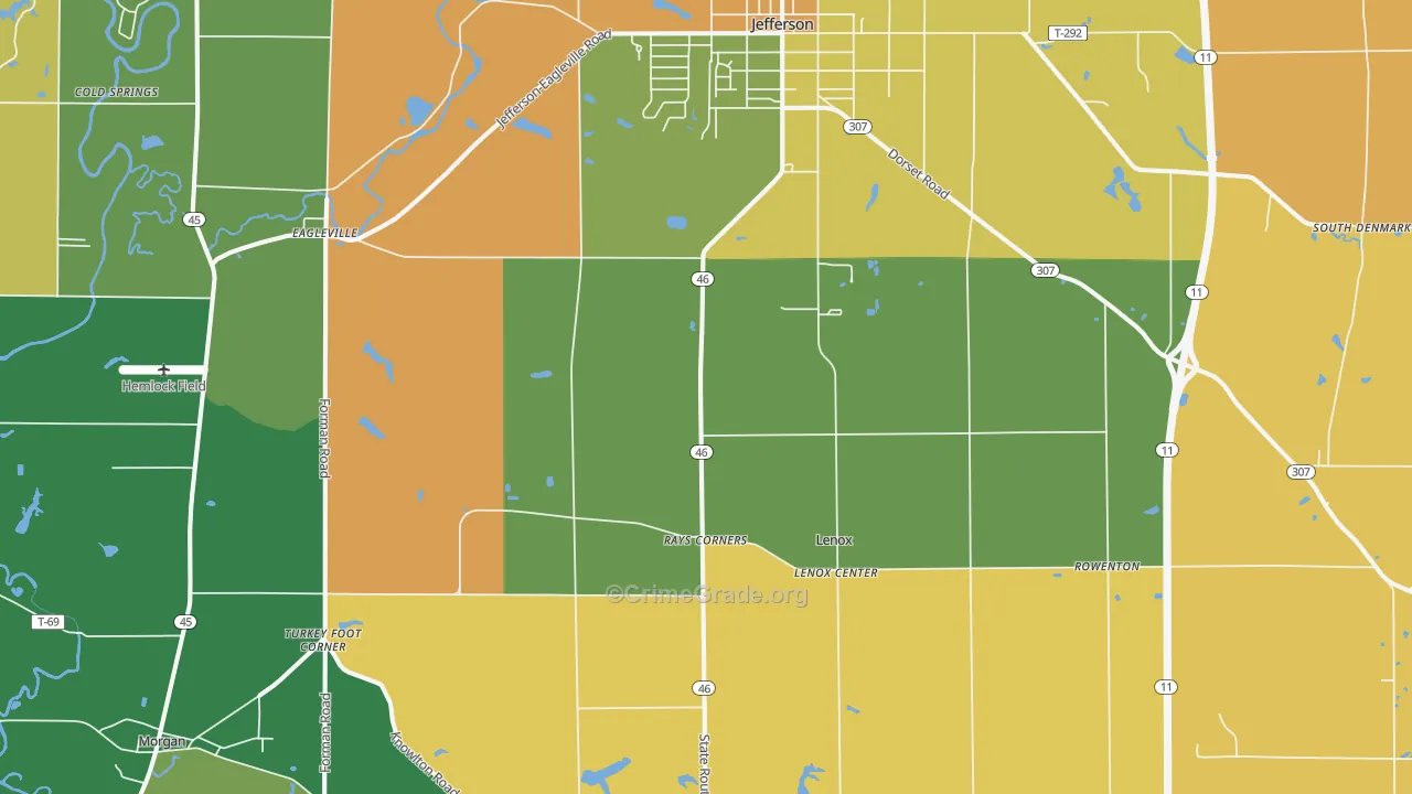 New Lyme, OH Map of Robbery Rates