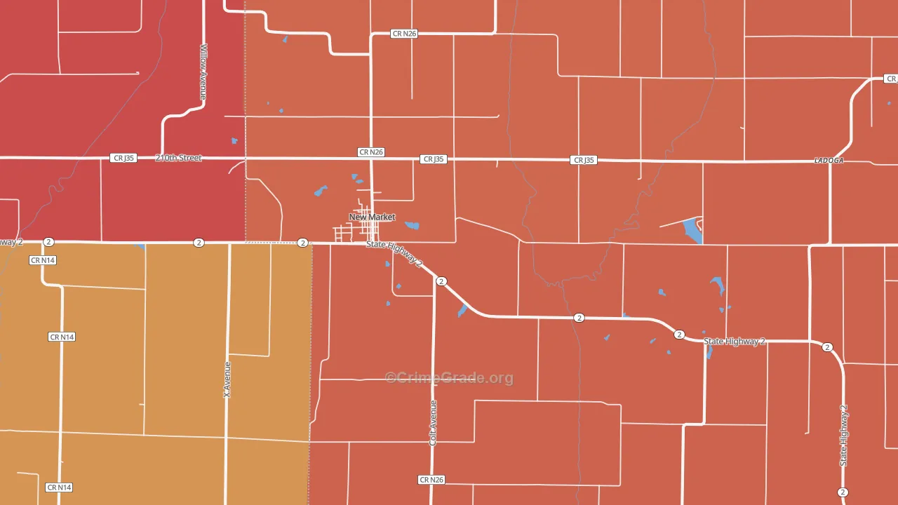 New Market, IA Map of Robbery Rates