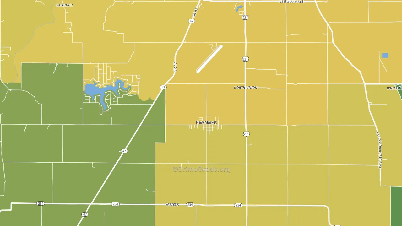New Market, IN Map of Robbery Rates