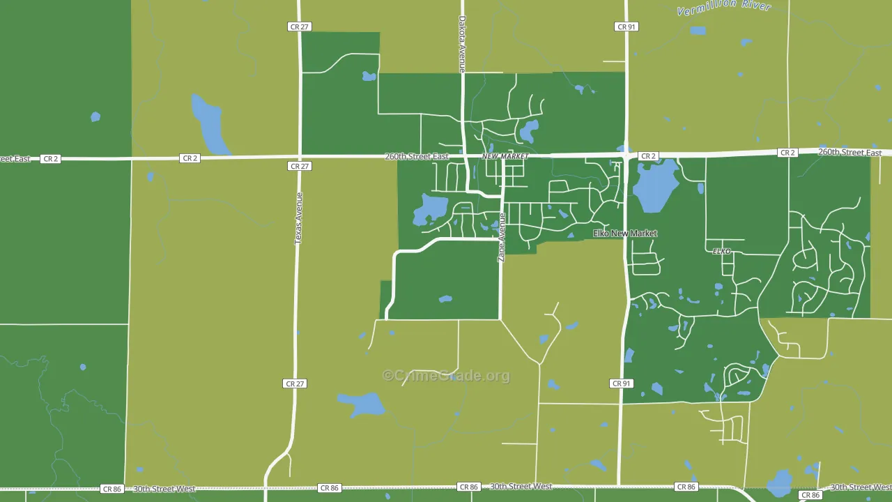 New Market, MN Map of Robbery Rates
