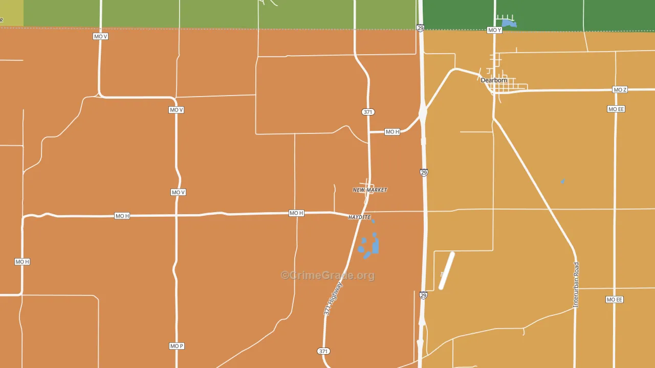 New Market, MO Map of Robbery Rates