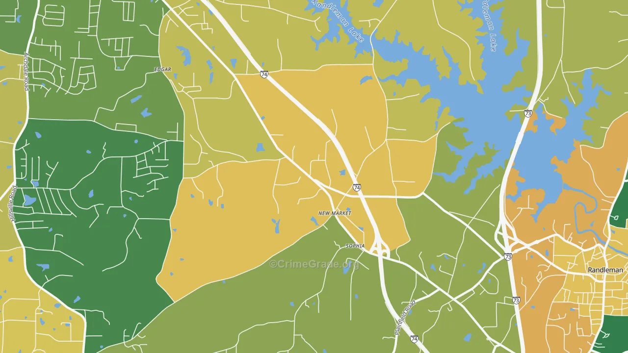 New Market, NC Map of Robbery Rates