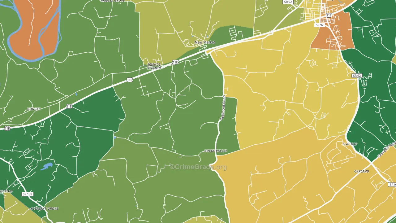New Market, TN Map of Robbery Rates