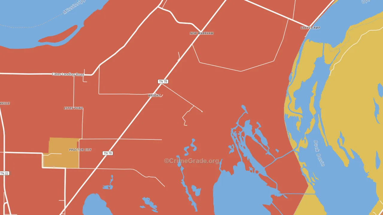 New Markham, TN Map of Robbery Rates