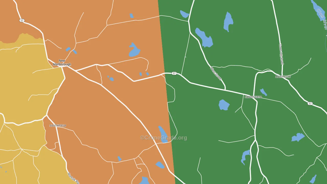 New Marlboro, MA Map of Robbery Rates