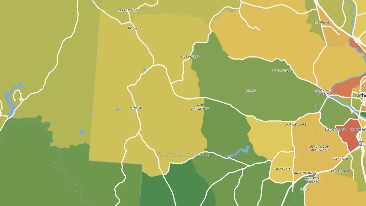 New Marshfield, OH Map of Robbery Rates