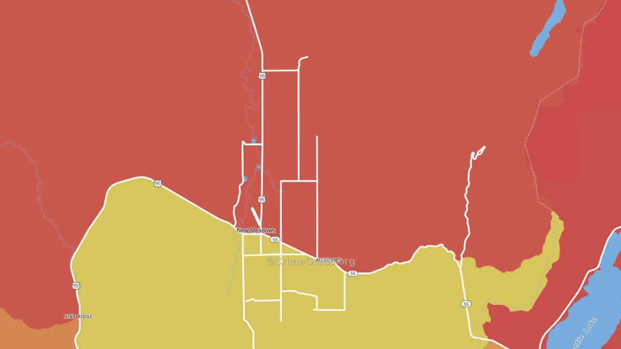 New Meadows, ID Map of Robbery Rates