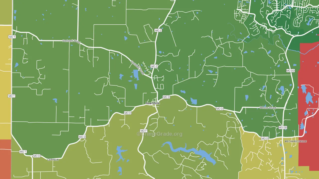 New Melle, MO Map of Robbery Rates