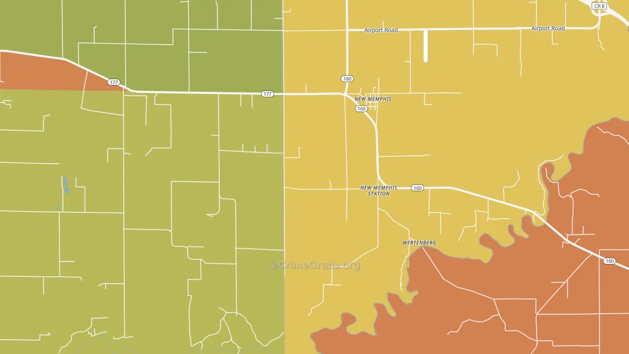 New Memphis, IL Map of Robbery Rates