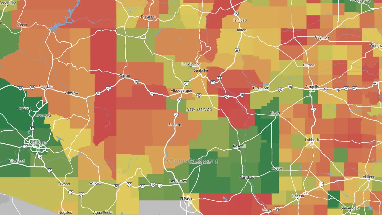 New Mexico Map of Robbery Rates
