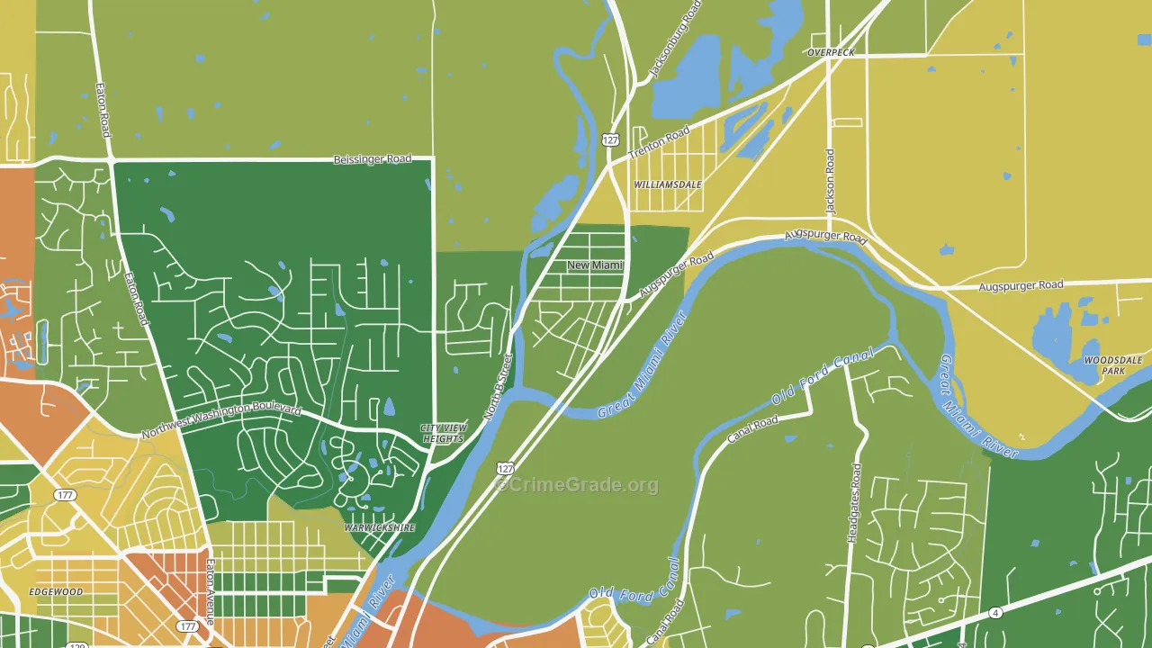 New Miami, OH Map of Robbery Rates