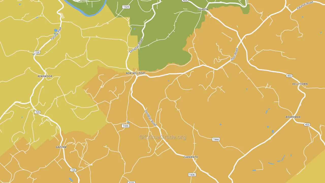 New Millport, PA Map of Robbery Rates