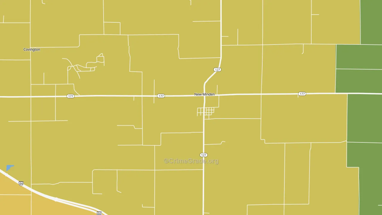 New Minden, IL Map of Robbery Rates