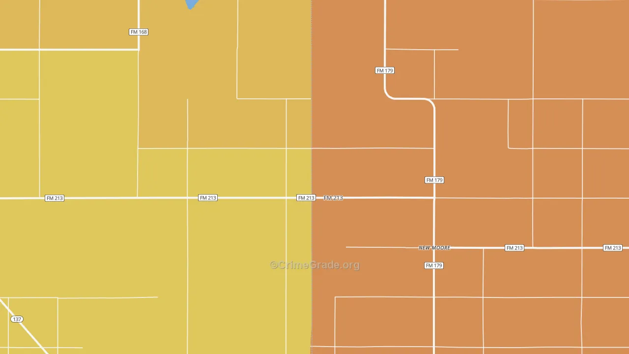 New Moore, TX Map of Robbery Rates