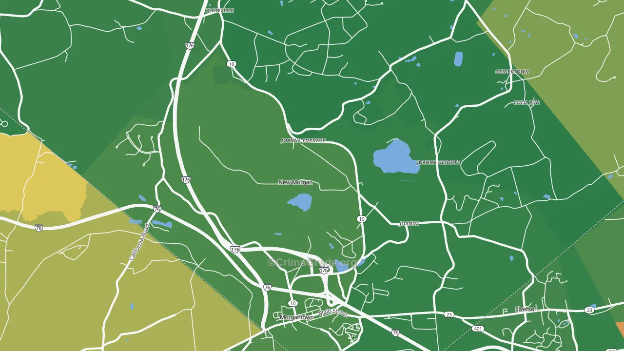New Morgan, PA Map of Robbery Rates