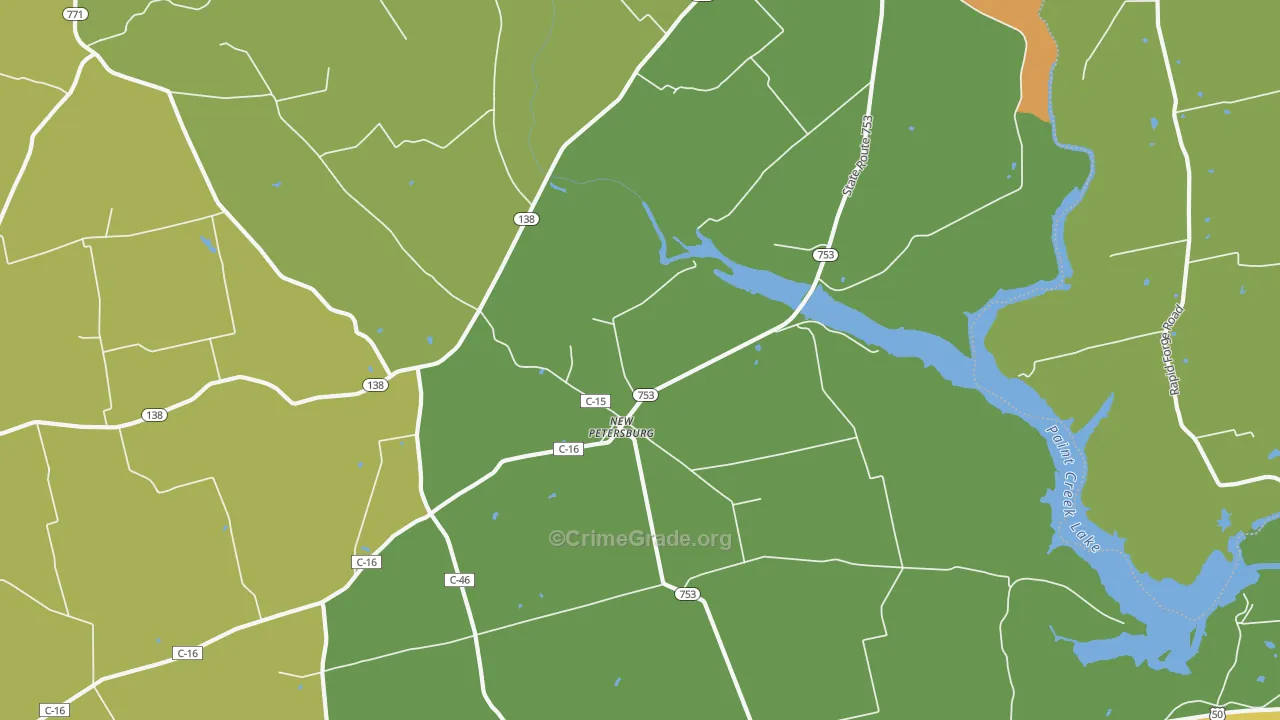 New Petersburg, OH Map of Robbery Rates