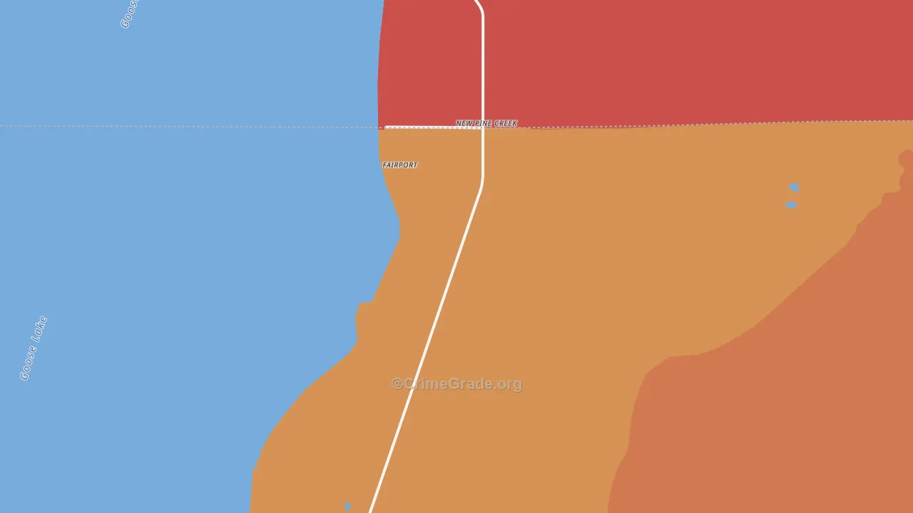 New Pine Creek, CA Map of Robbery Rates