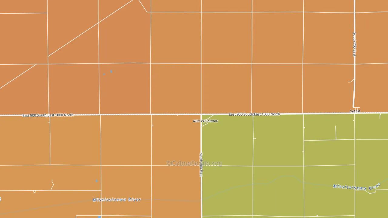 New Pittsburg, IN Map of Robbery Rates