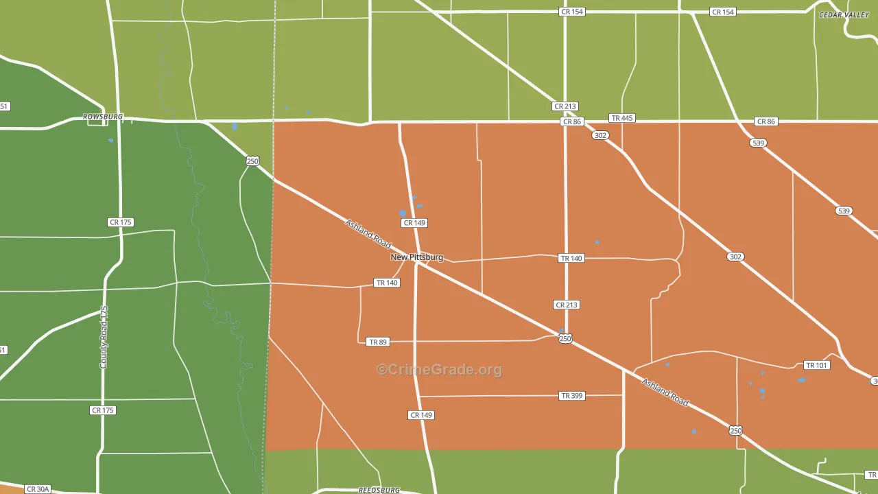 New Pittsburg, OH Map of Robbery Rates