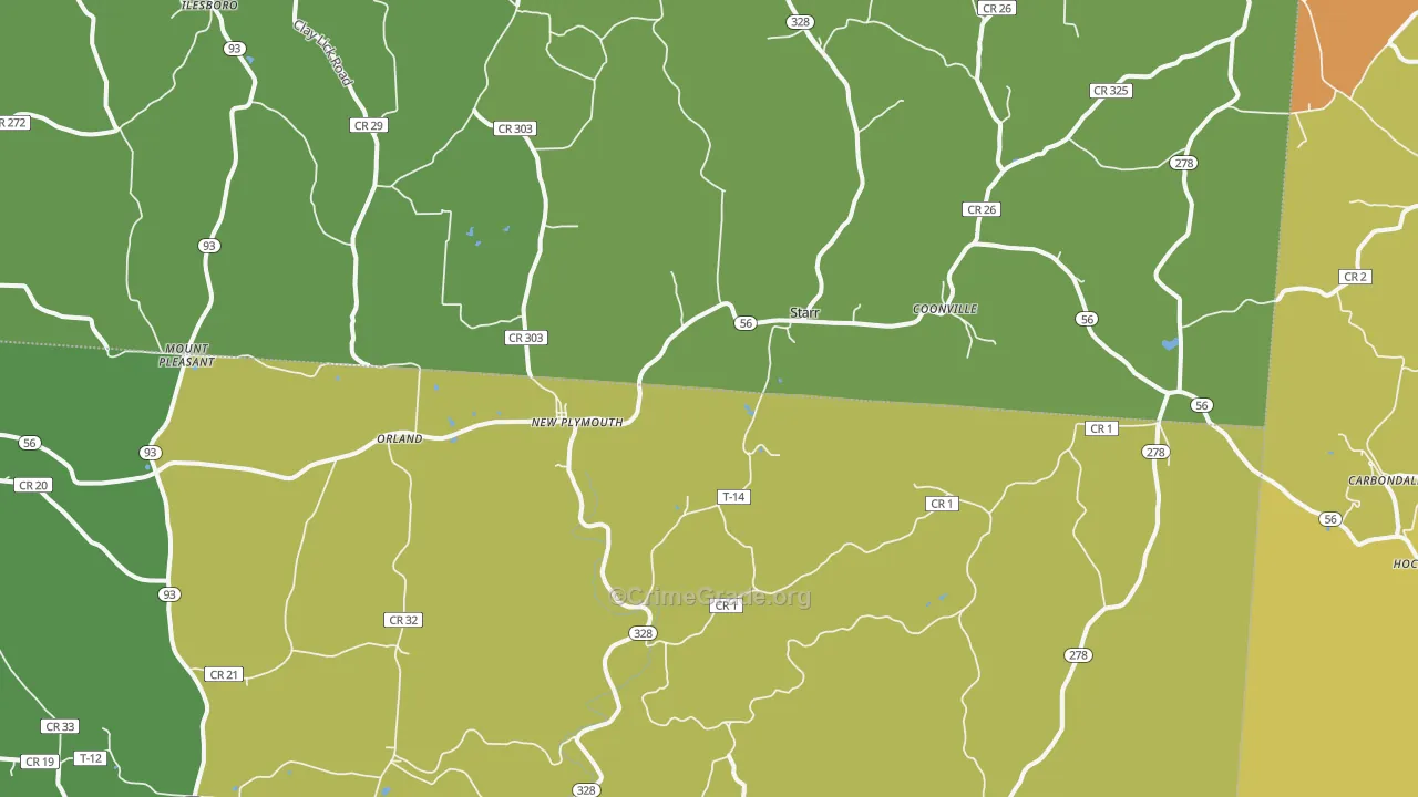 New Plymouth, OH Map of Robbery Rates