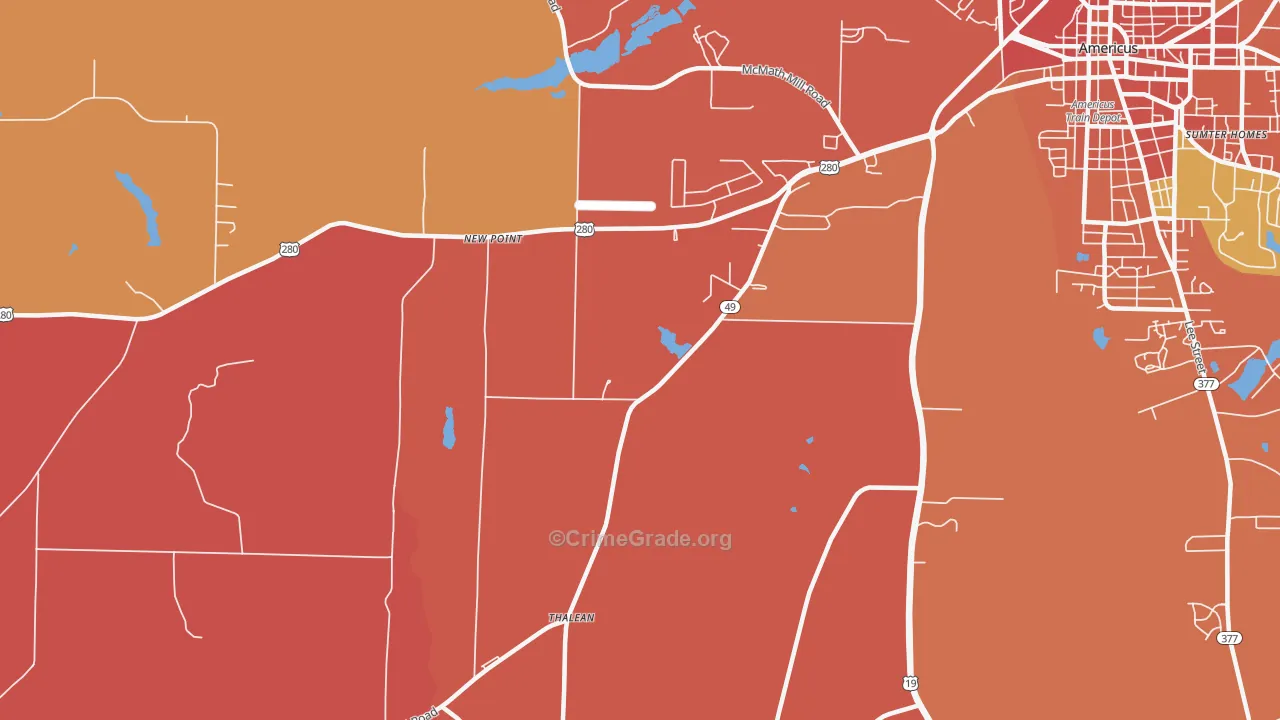 New Point, GA Map of Robbery Rates