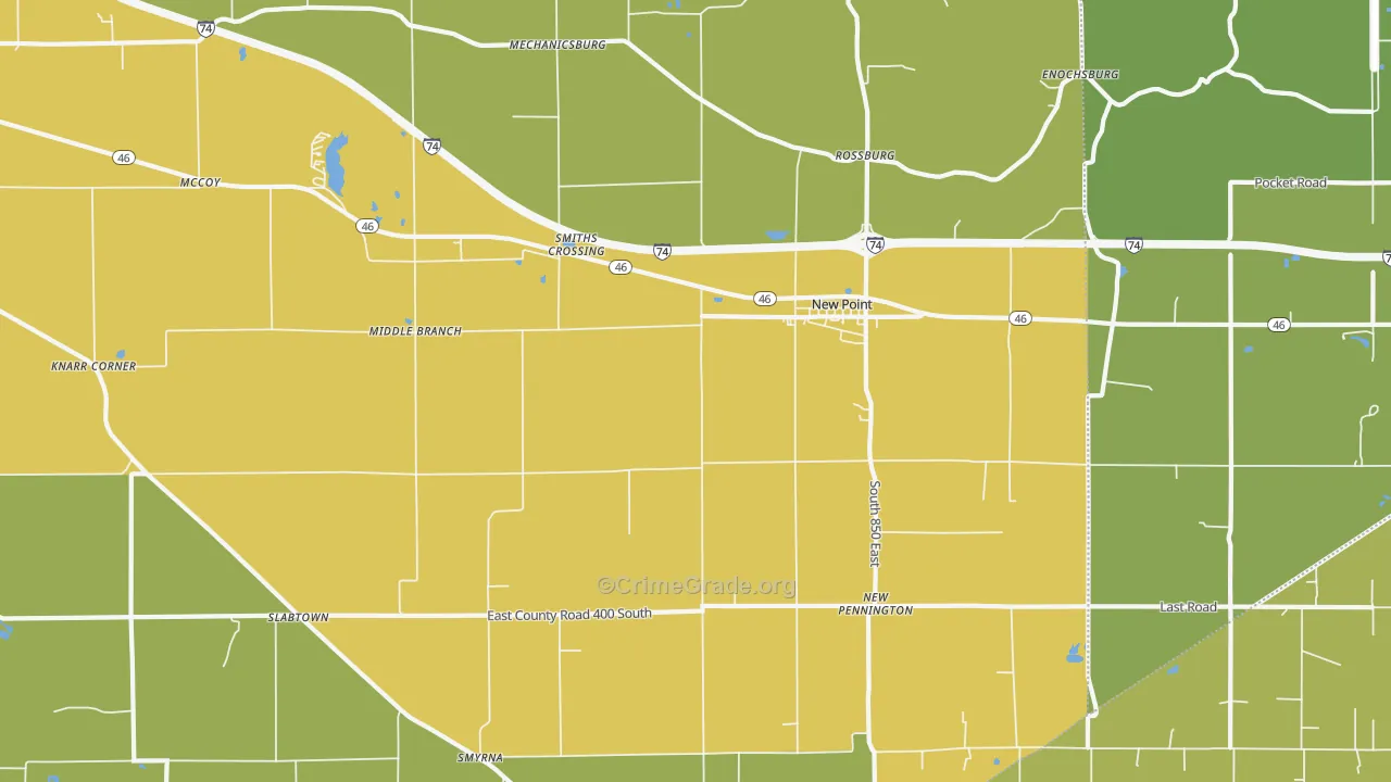 New Point, IN Map of Robbery Rates