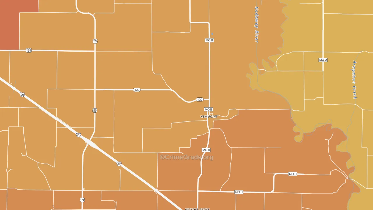 New Point, MO Map of Robbery Rates