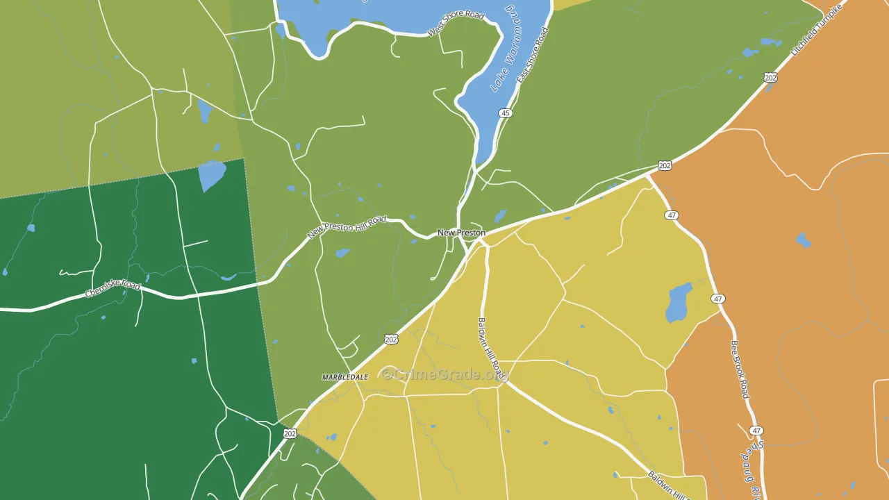 New Preston, CT Map of Robbery Rates