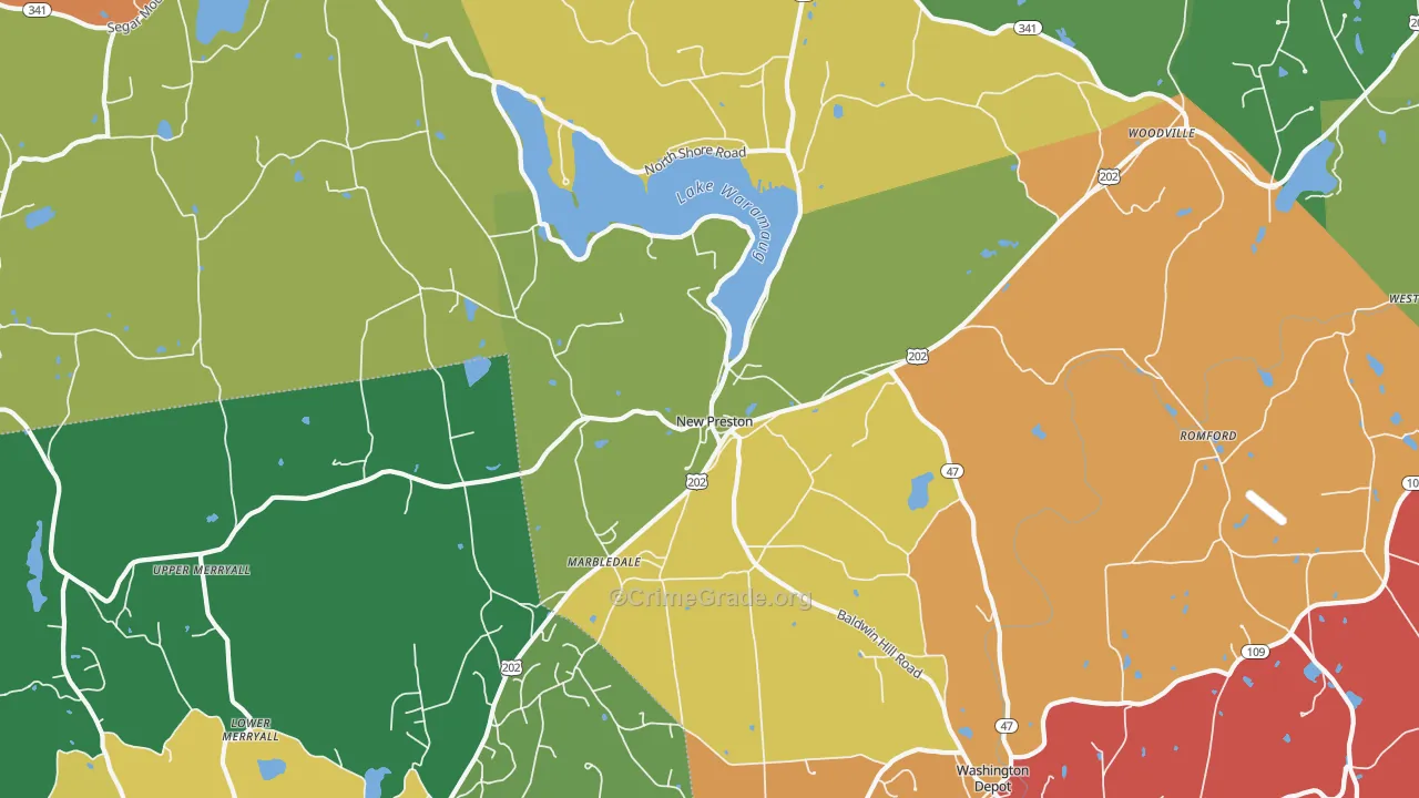 New Preston-Marble Dale, CT Map of Robbery Rates