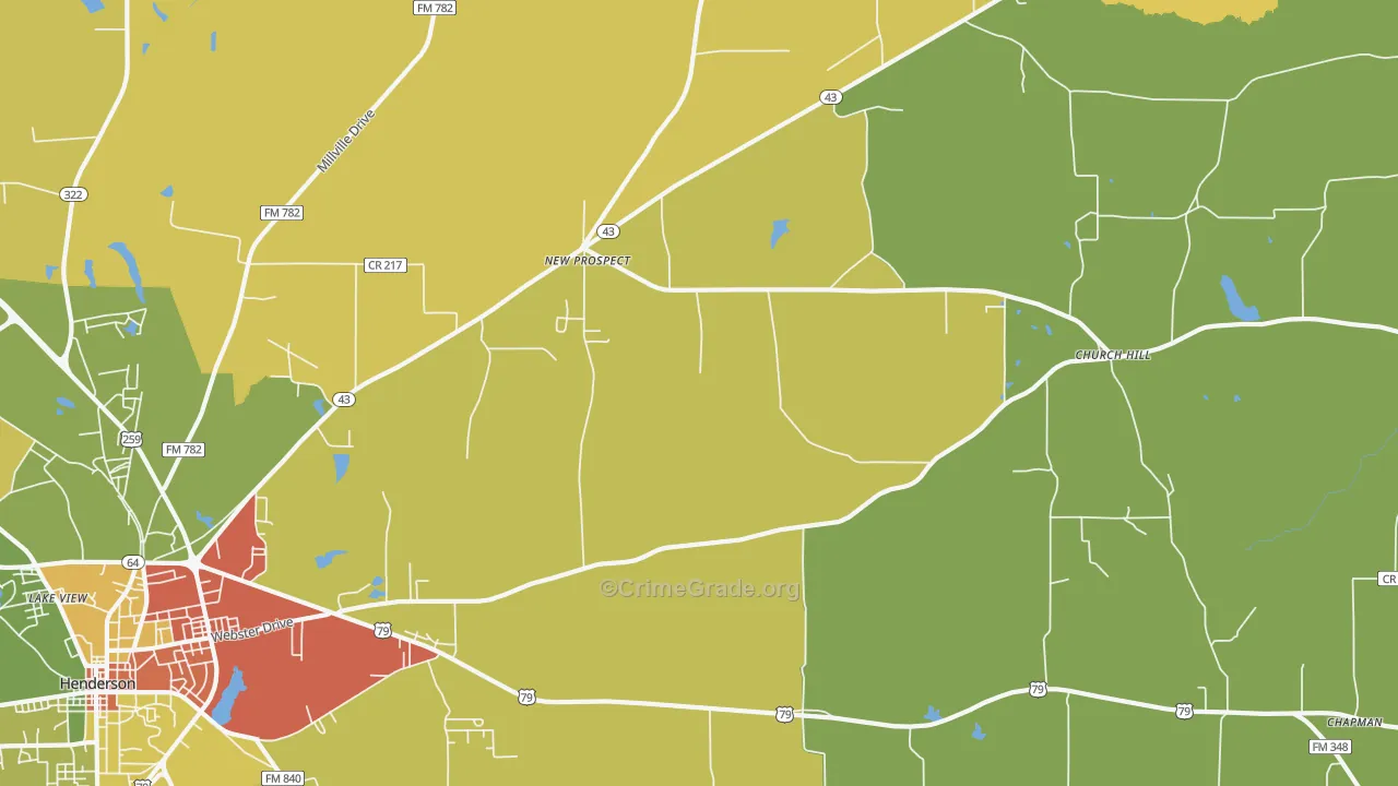 New Prospect, TX Map of Robbery Rates