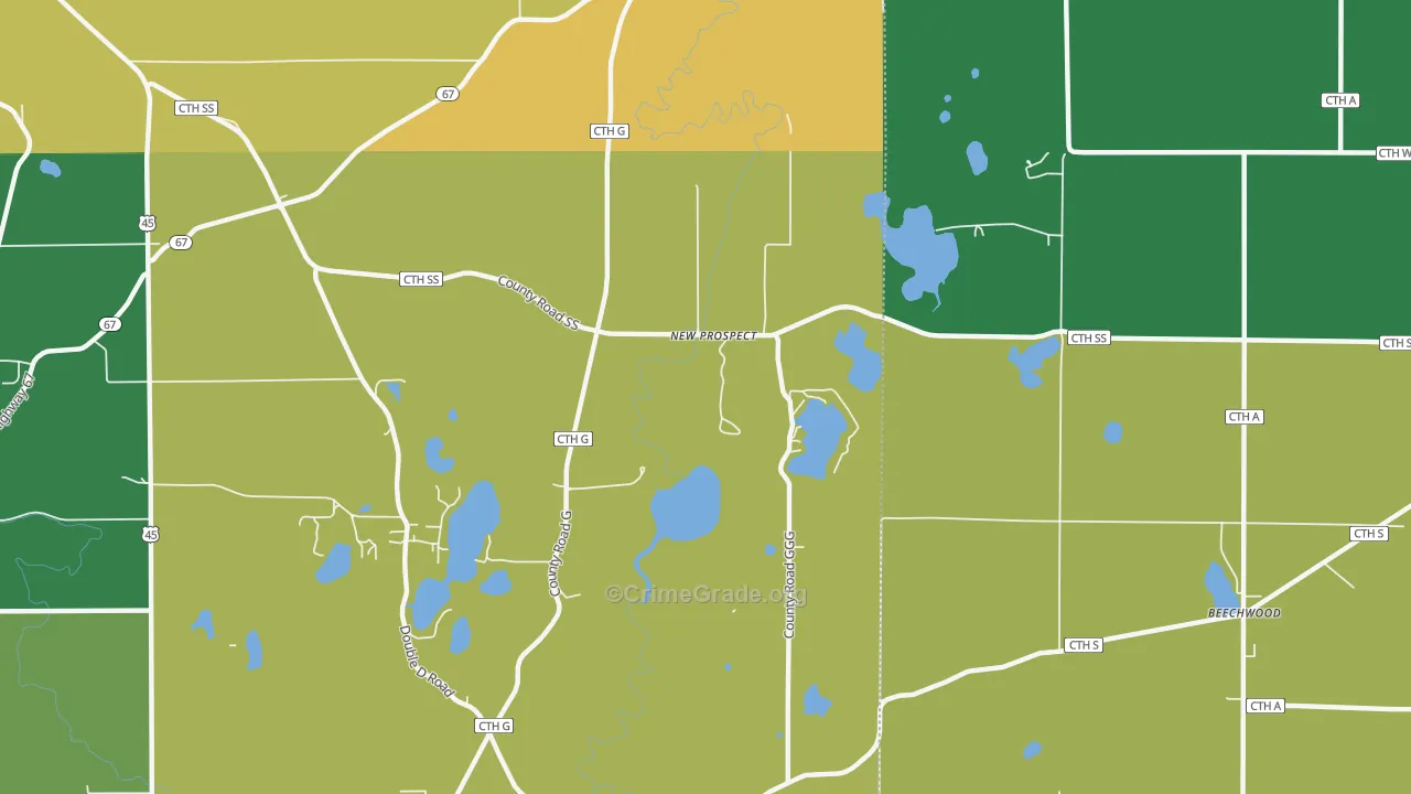 New Prospect, WI Map of Robbery Rates
