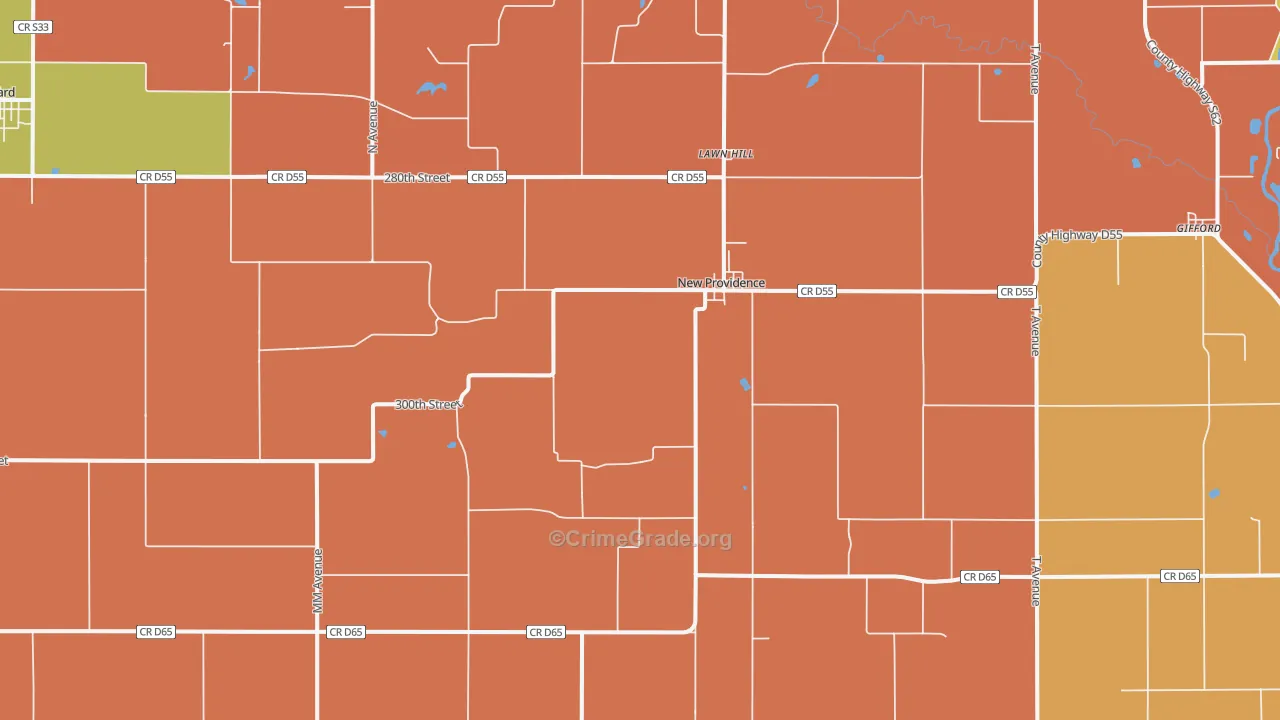 New Providence, IA Map of Robbery Rates