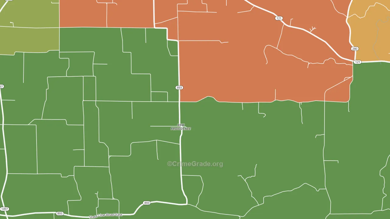 New Providence, KY Map of Robbery Rates