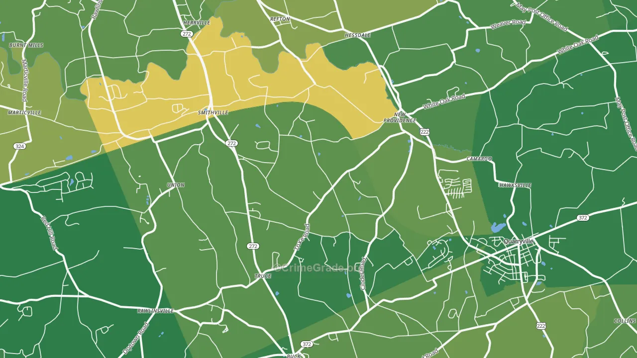 New Providence, PA Map of Robbery Rates