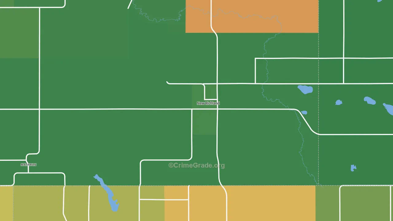 New Richland, MN Map of Robbery Rates