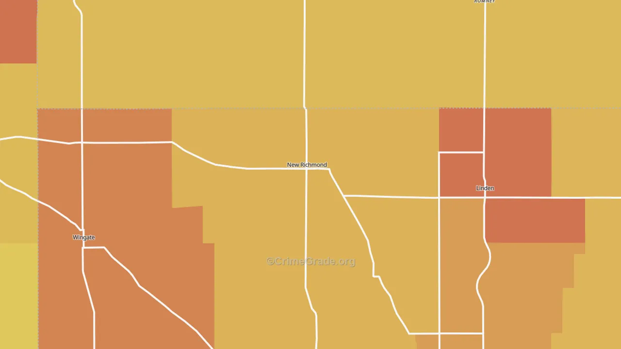 New Richmond, IN Map of Robbery Rates