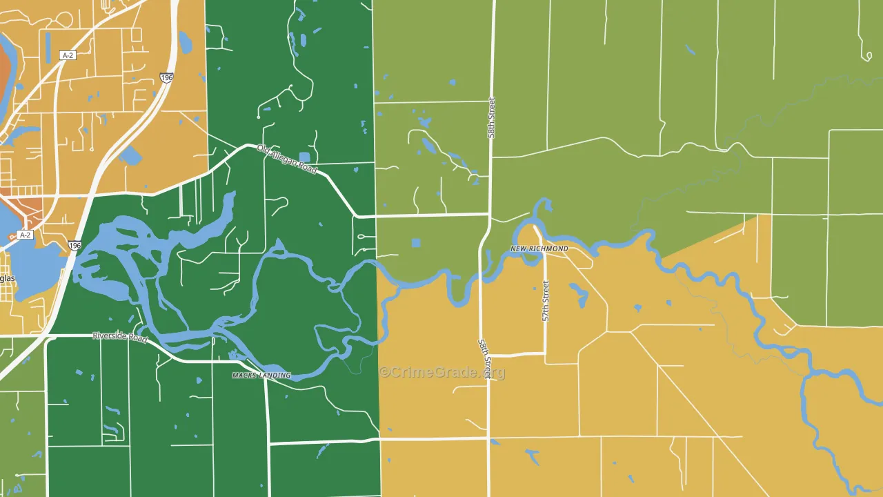 New Richmond, MI Map of Robbery Rates