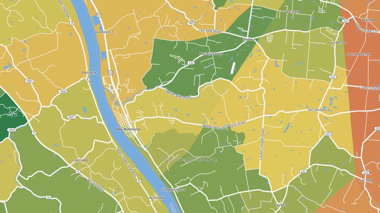 New Richmond, OH Map of Robbery Rates