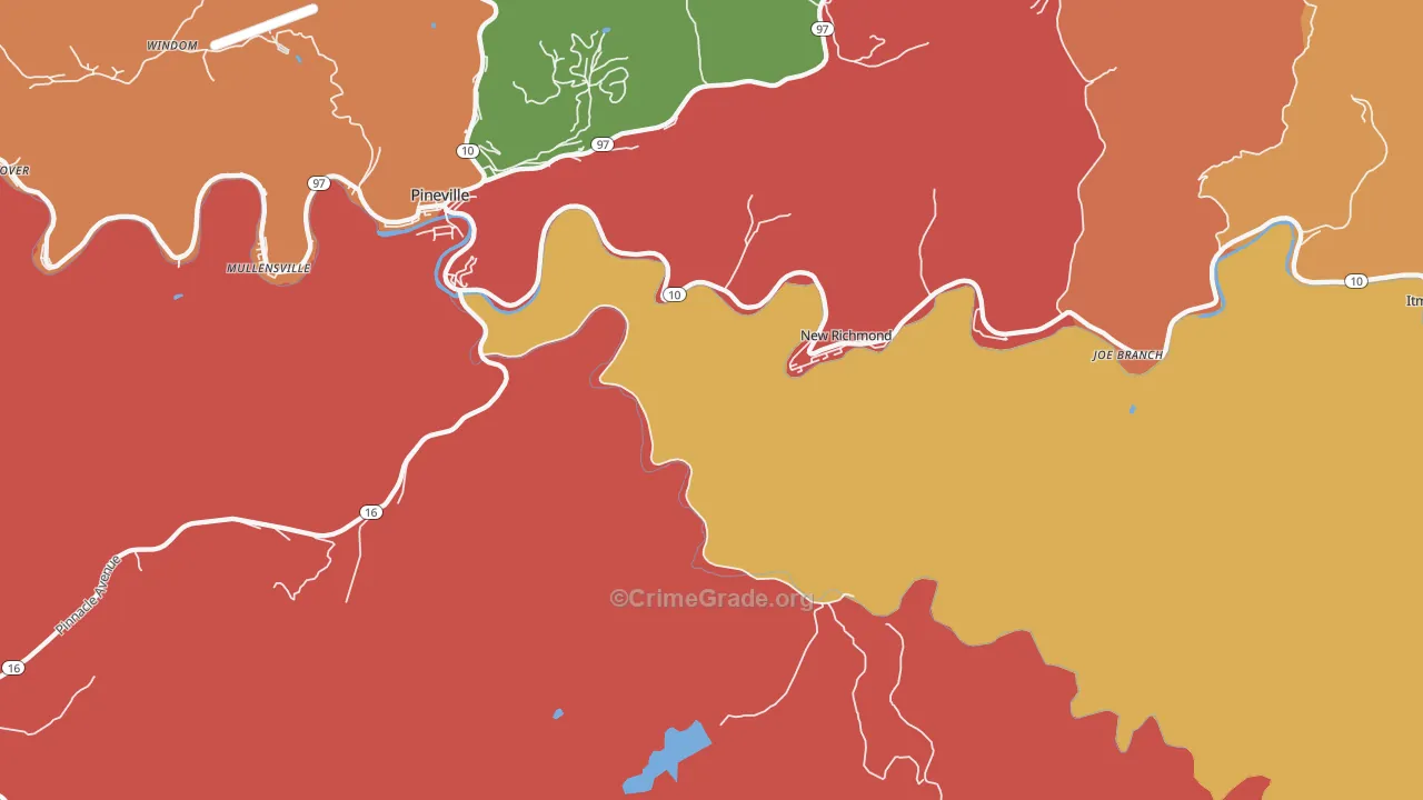 New Richmond, WV Map of Robbery Rates