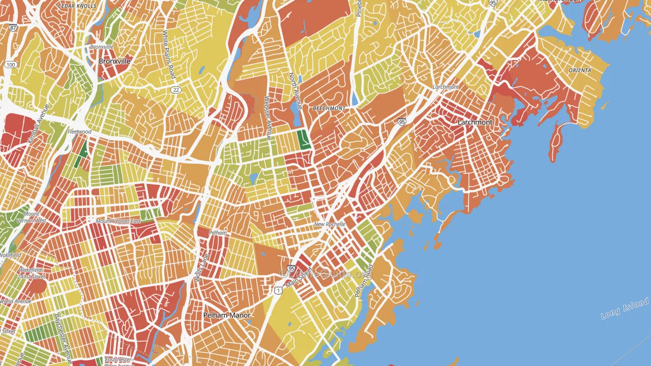 New Rochelle, NY Map of Robbery Rates