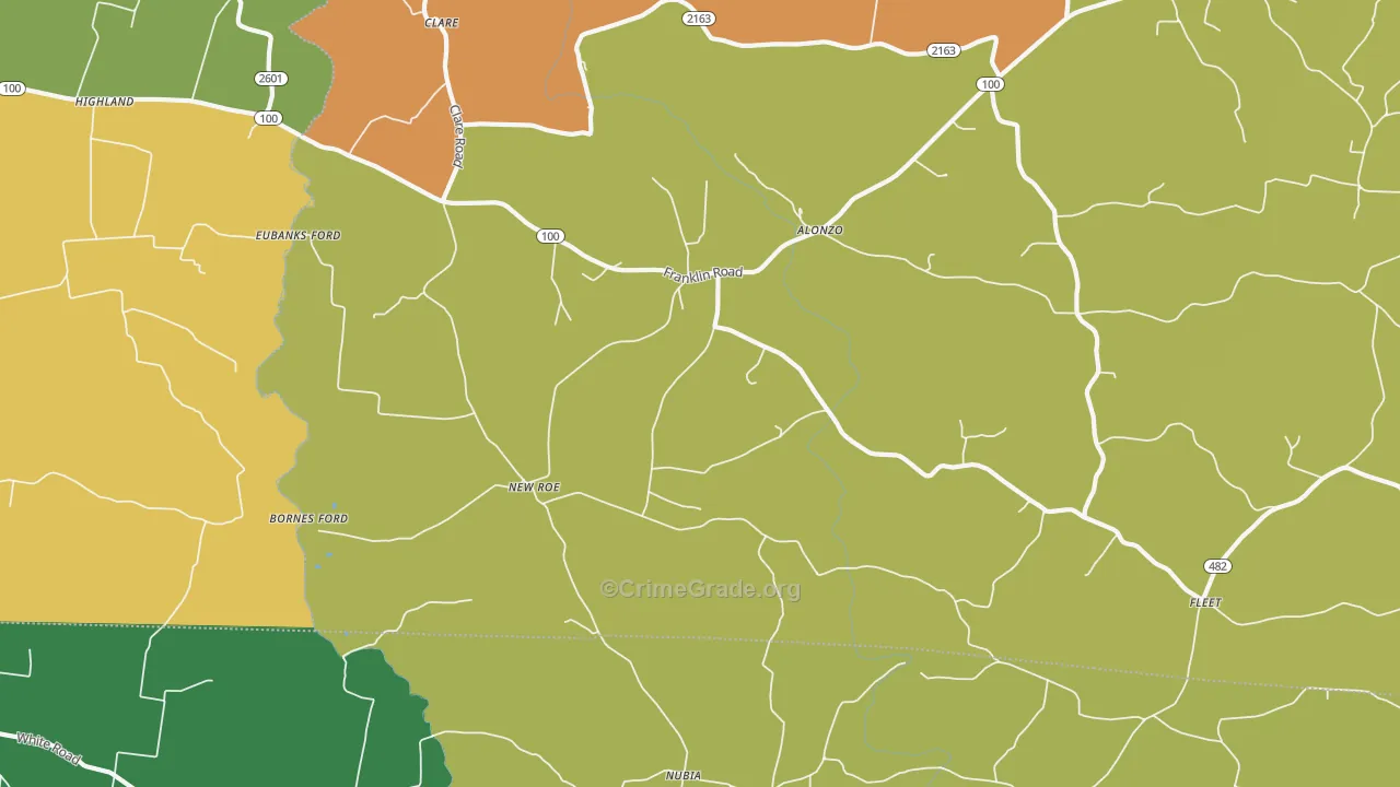 New Roe, KY Map of Robbery Rates