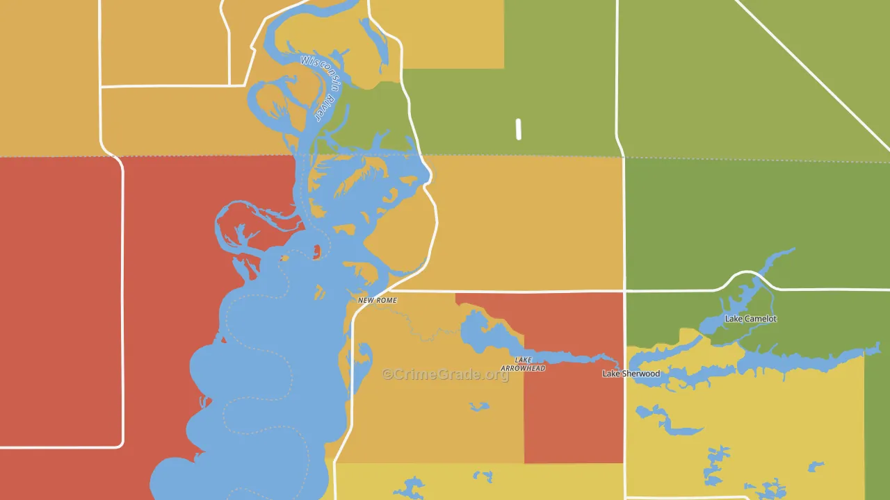 New Rome, WI Map of Robbery Rates