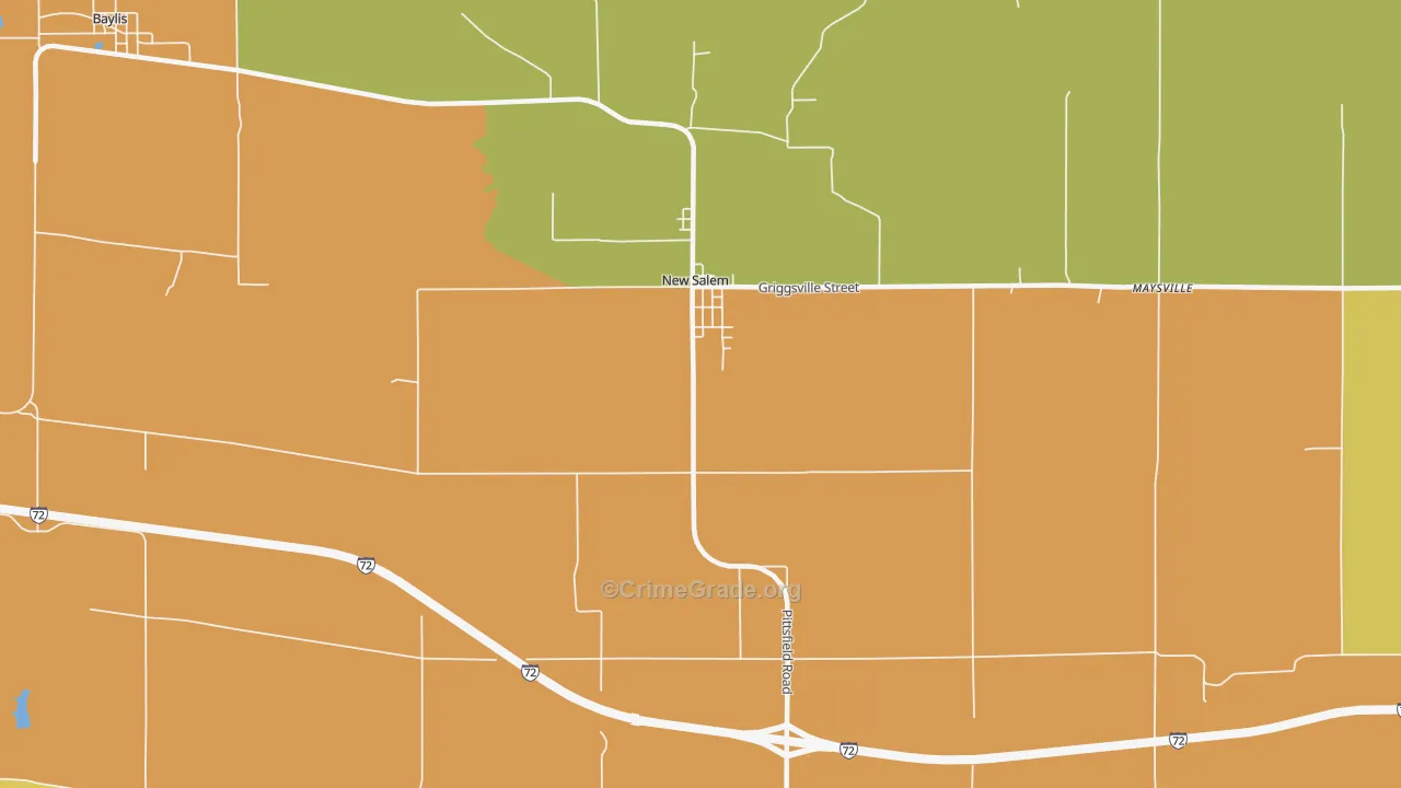 New Salem, IL Map of Robbery Rates