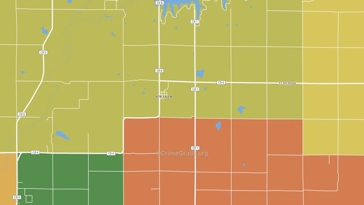 New Salem, KS Map of Robbery Rates