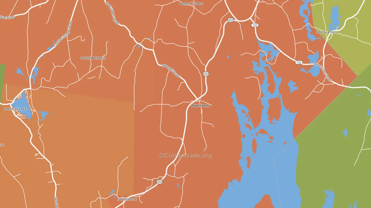 New Salem, MA Map of Robbery Rates