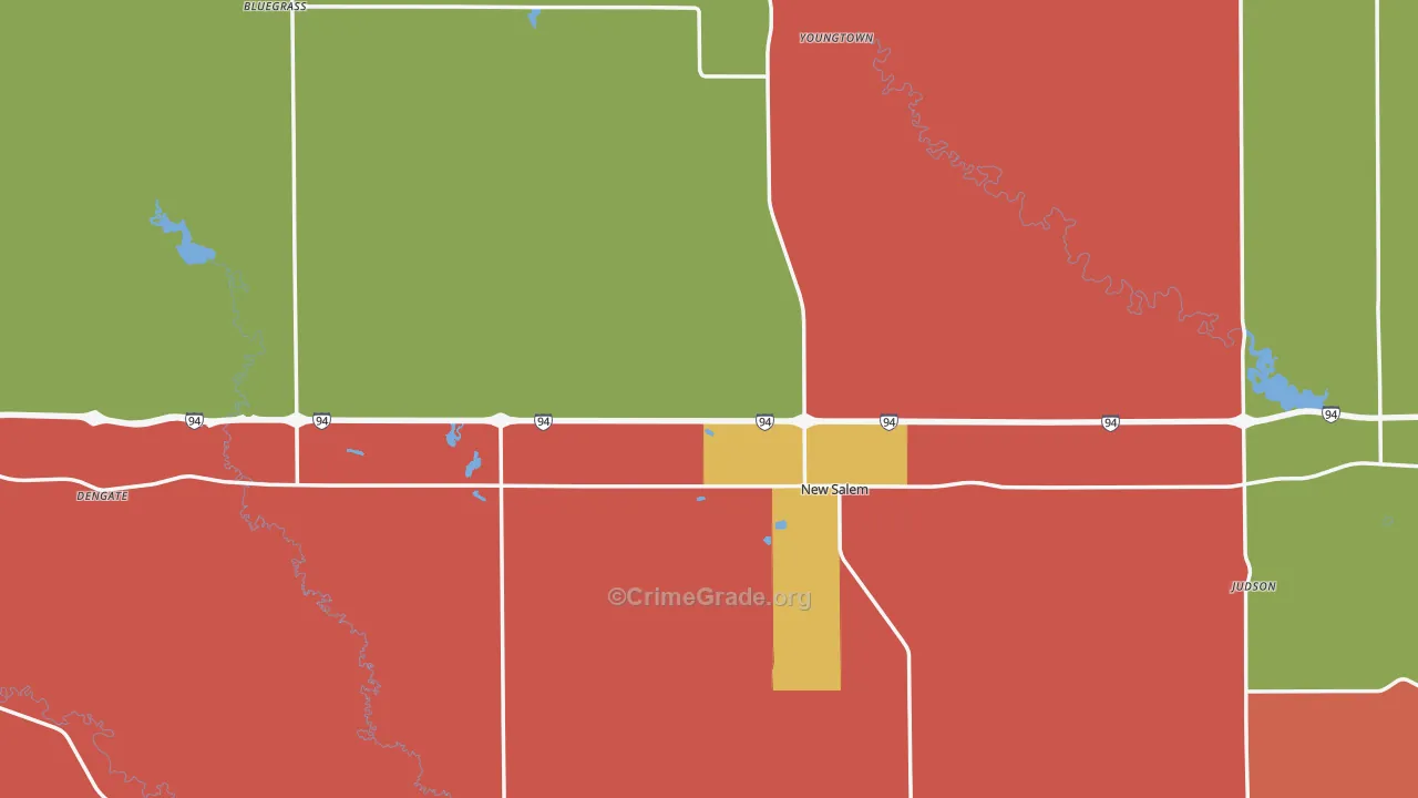 New Salem, ND Map of Robbery Rates
