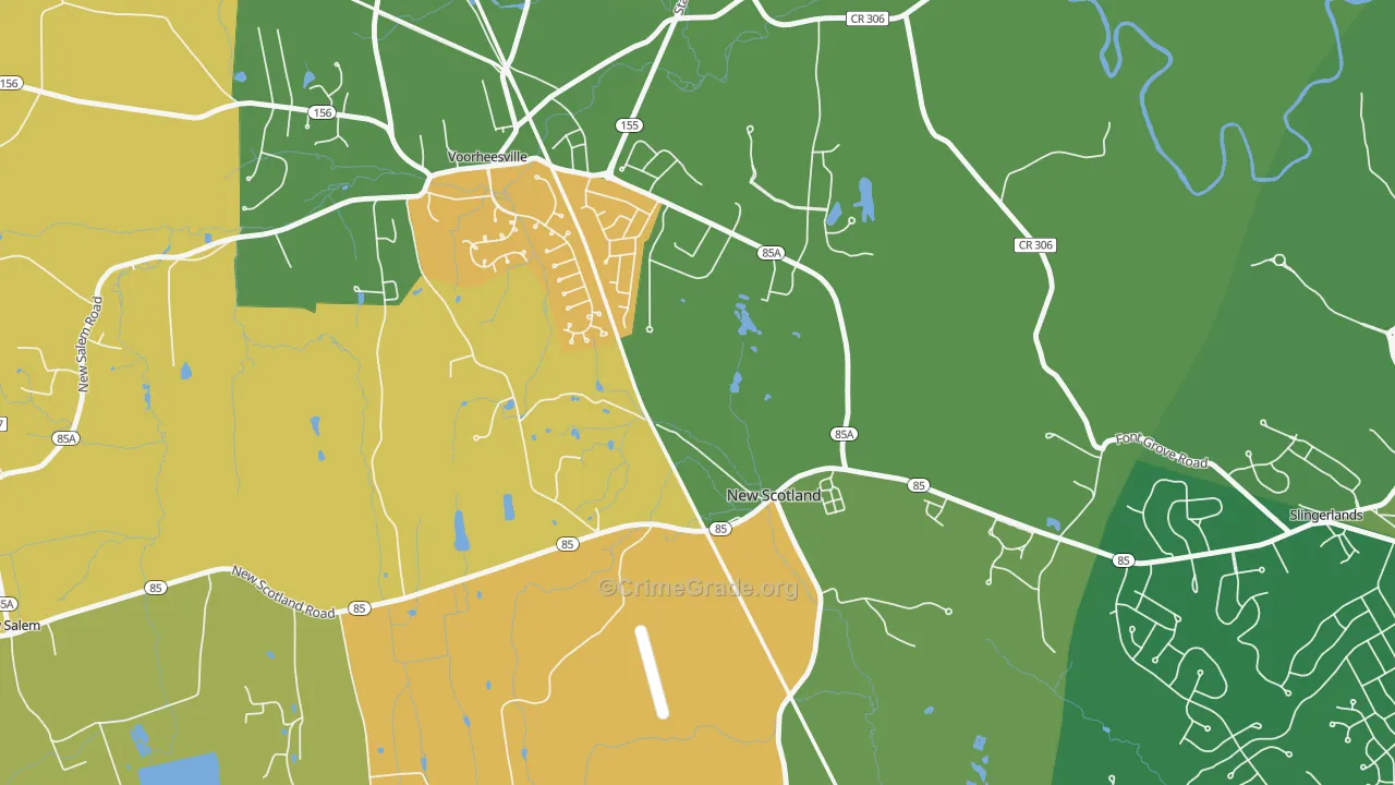 New Scotland, NY Map of Robbery Rates