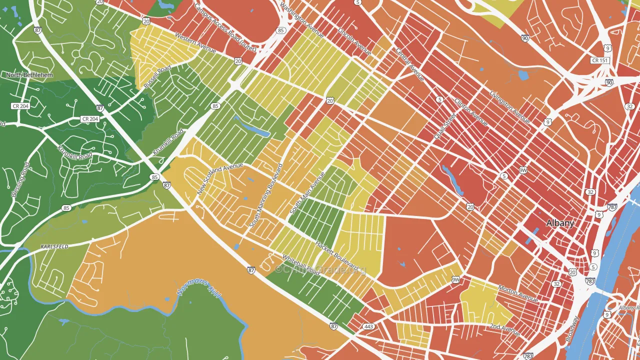New Scotland-Woodlawn, Albany, NY Map of Robbery Rates