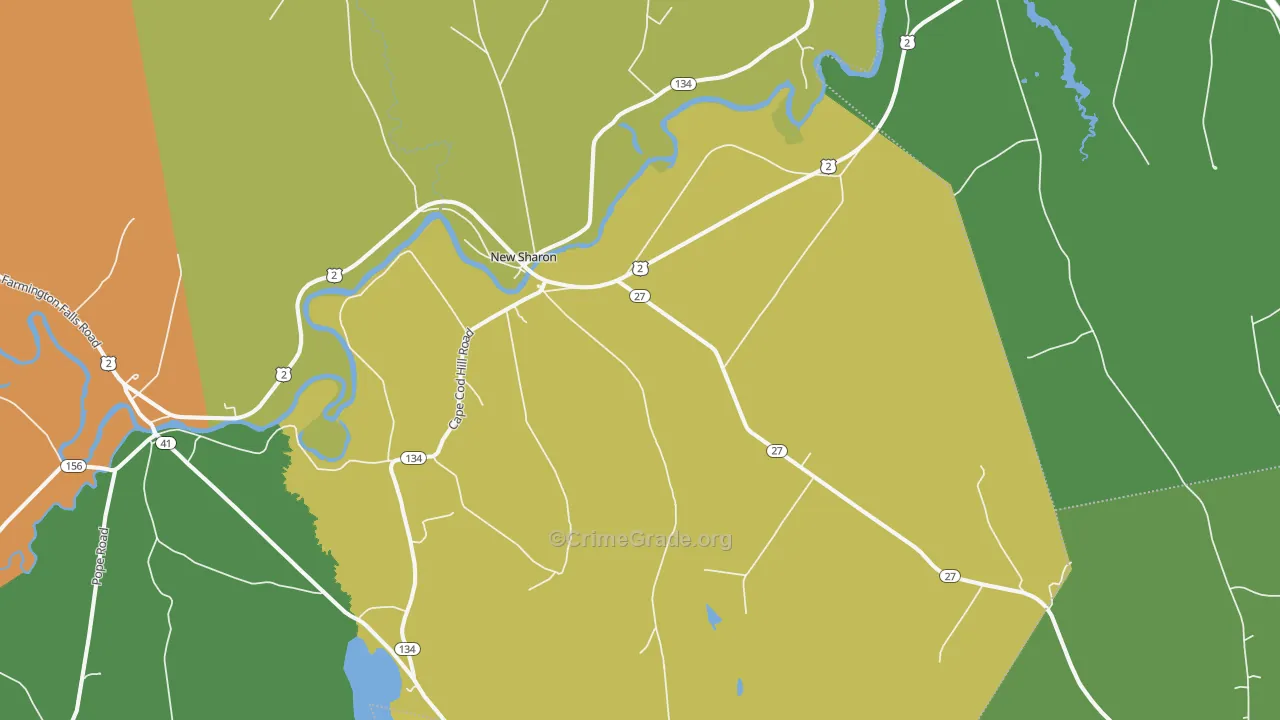 New Sharon, ME Map of Robbery Rates